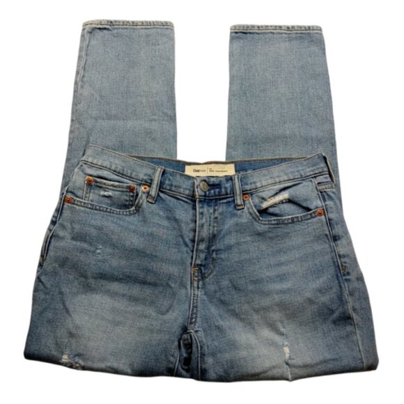GAP Denim - Gap 1969 Best Girlfriend Straight Leg Jeans 28 Light Wash Destroyed Distressed